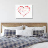 Rote Liebe Herztypografie Leinwanddruck (Insitu (Schlafzimmer))