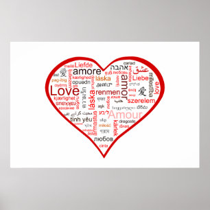 Rote Liebe Herztypografie Poster