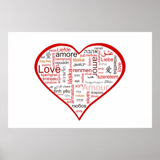 Rote Liebe Herztypografie Poster (Vorne)