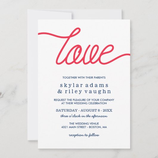 Rote Liebe Hochzeit Einladung (Vorderseite)