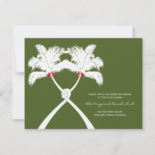 Rote Liebe-Hochzeitskarte für Knotted Palm Trees Einladung (Vorderseite)