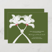 Rote Liebe-Hochzeitskarte für Knotted Palm Trees Einladung (Vorne/Hinten)