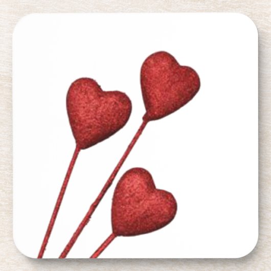 Rote Liebe hört auf Stöcken Untersetzer (Vorderseite)