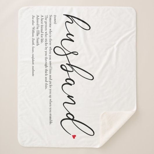 Rote Liebe Husband - Elegantes Skript - Definition Sherpadecke (Vorderseite)