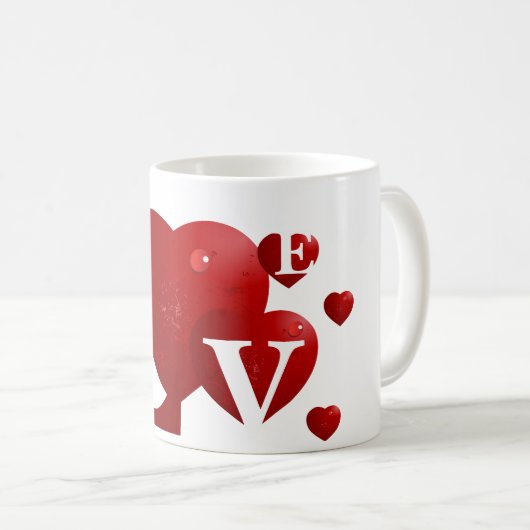 Rote LIEBE Kaffeetasse (VorderseiteRechts)