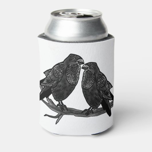 Rote Liebe kräht Vogel in Zweigfamilienkunst Dosenkühler (Kanne Rückseite)