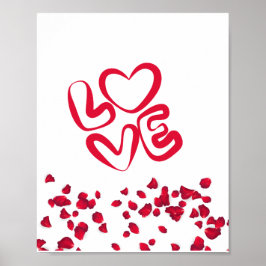 Rote Liebe mit roten Petalen Poster