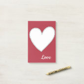 Rote Liebe mit weißem Herzen Post-it Klebezettel (Auf Schreibtisch)