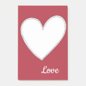 Rote Liebe mit weißem Herzen Post-it Klebezettel (Vorderseite)