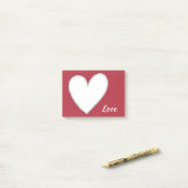 Rote Liebe mit weißem Herzen Post-it Klebezettel (Auf Schreibtisch)