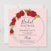 Rote Liebe Rose Romantisches Brautparty Einladung (Vorderseite)