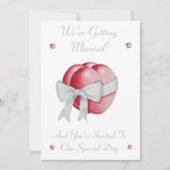 Rote Liebe Rote Herzen mit weißer Bogen Hochzeit l Einladung (Vorderseite)