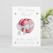 Rote Liebe Rote Herzen mit weißer Bogen Hochzeit l Einladung (Stehend Vorderseite)