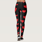 Rote Liebe Schwarz Leggings (Rückseite)