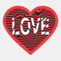 Rote LIEBE Schwarz-weiß gestreiftes Herz modern