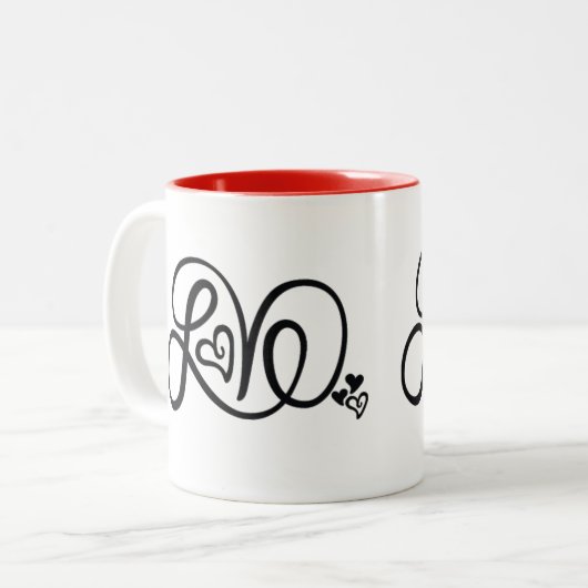 Rote Liebe Tasse mit KP Logo (Vorderseite Links)