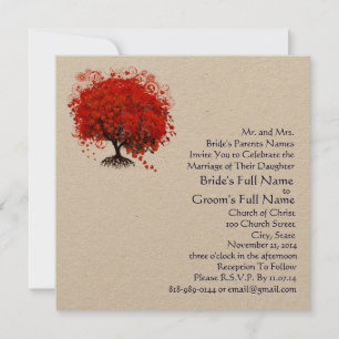 Rote Liebe Tree Square Einladung Hochzeit