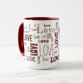 Rote LIEBE! Typografie Tasse (Vorderseite Links)
