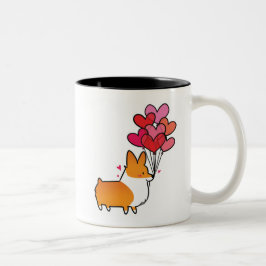 Rote Liebe-u. Herzencorgi-Tasse | CorgiThings Zweifarbige Tasse