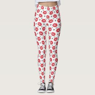 Rote Liebe und Kisses Valentines Leggings