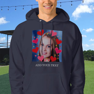 Rote Liebesherzen Benutzerdefiniertes Foto Text Pe Hoodie