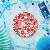 Rote Liebesherzen Mosaikmuster Pappteller (Party)