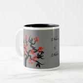 Rote Liebesvögel auf Sakura Tasse (Vorderseite Links)