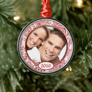 Rote Liebesvögel Ihr Foto Weihnachtsornament