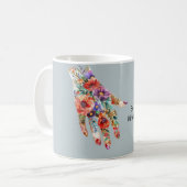 Rote Lila Blumen Garten Hand Kaffeetasse (Vorderseite Links)