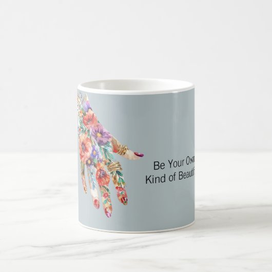 Rote Lila Blumen Garten Hand Kaffeetasse (Mittel)
