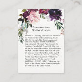 Rote Lila grüne Floral Spray-Karten Begleitkarte (Rückseite)