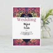 Rote, lila Hochzeitseinladung Einladung (Stehend Vorderseite)