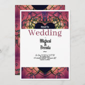 Rote, lila Hochzeitseinladung Einladung (Vorne/Hinten)