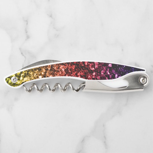 Rote lila Imitat Glitzern Monogramm Kellnermesser (Rückseite)