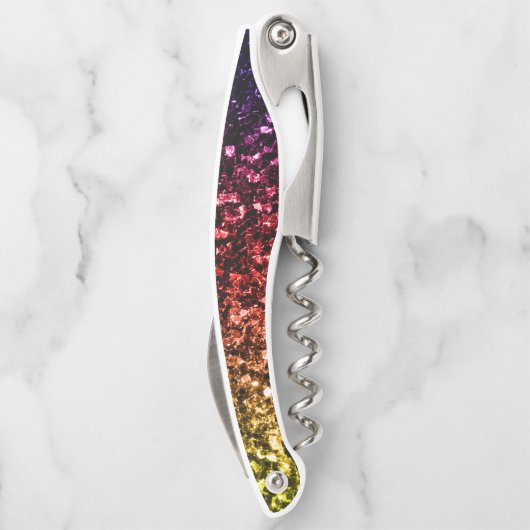 Rote lila Imitat Glitzern Monogramm Kellnermesser (Rückseite)