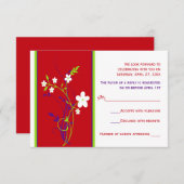 Rote, Lila, Limone, weiße Blumenkarte RSVP-Karte Einladung (Vorne/Hinten)