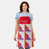 Rote, Lila, orange und weiße Holzhütte Schürze (Getragen)