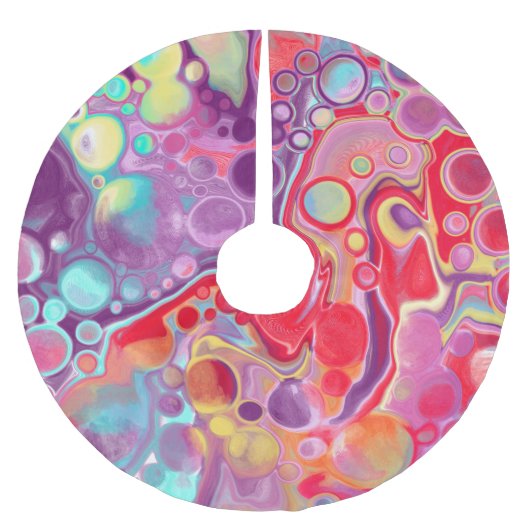 Rote, Lila Pour-Malerei Weihnachten Polyester Weihnachtsbaumdecke (Vorderseite)