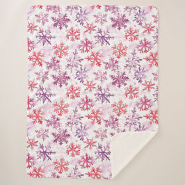 Rote Lila Schneeflocken Weihnachten Sherpadecke