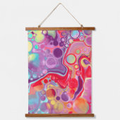 Rote, Lila und blaue Marmorflüssigkeit Kunst Wandteppich Mit Holzrahmen (Vorderseite)