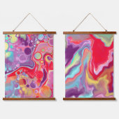 Rote, Lila und blaue Marmorflüssigkeit Kunst Wandteppich Mit Holzrahmen (Doppelt)
