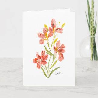 Rote Lilie Aquarell Blumen Grußkarte Karte