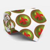 Rote Lilie auf grüner Verzierung Krawatte (Gerollt)