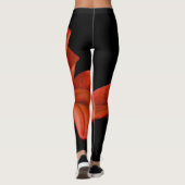 Rote Lilie auf schwarz Leggings (Rückseite)