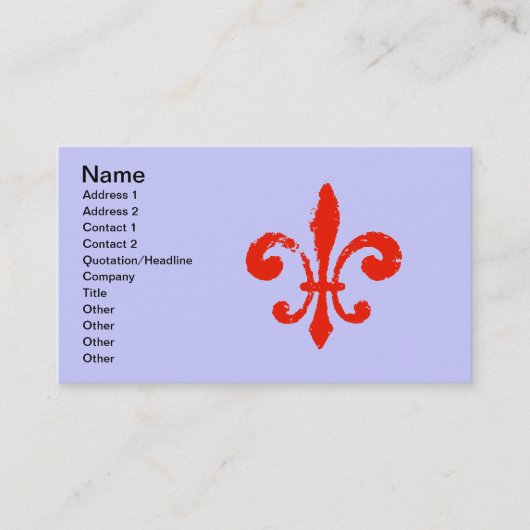 Rote Lilie, bedrückt Visitenkarte (Vorderseite)