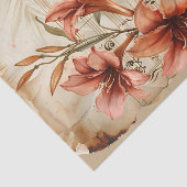 Rote Lilien Blüten Vintages Musikblatt Ephemere Seidenpapier (Ausschnitt)