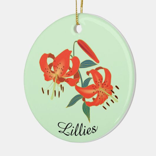 Rote Lilien Design Keramik Ornament (Links)