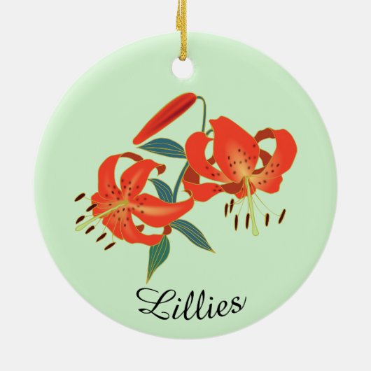 Rote Lilien Design Keramik Ornament (Hinten)