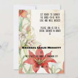 Rote Lilien Ephemera Brautparty Einladung