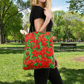 Rote Lilien-Tragetasche Tasche